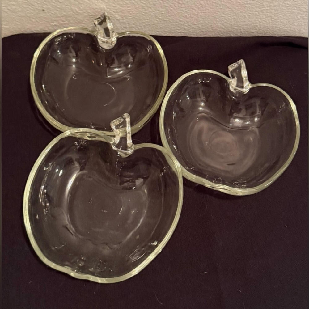 3 apple shaped dishes (Hazel Atlas) 5”x4.75”